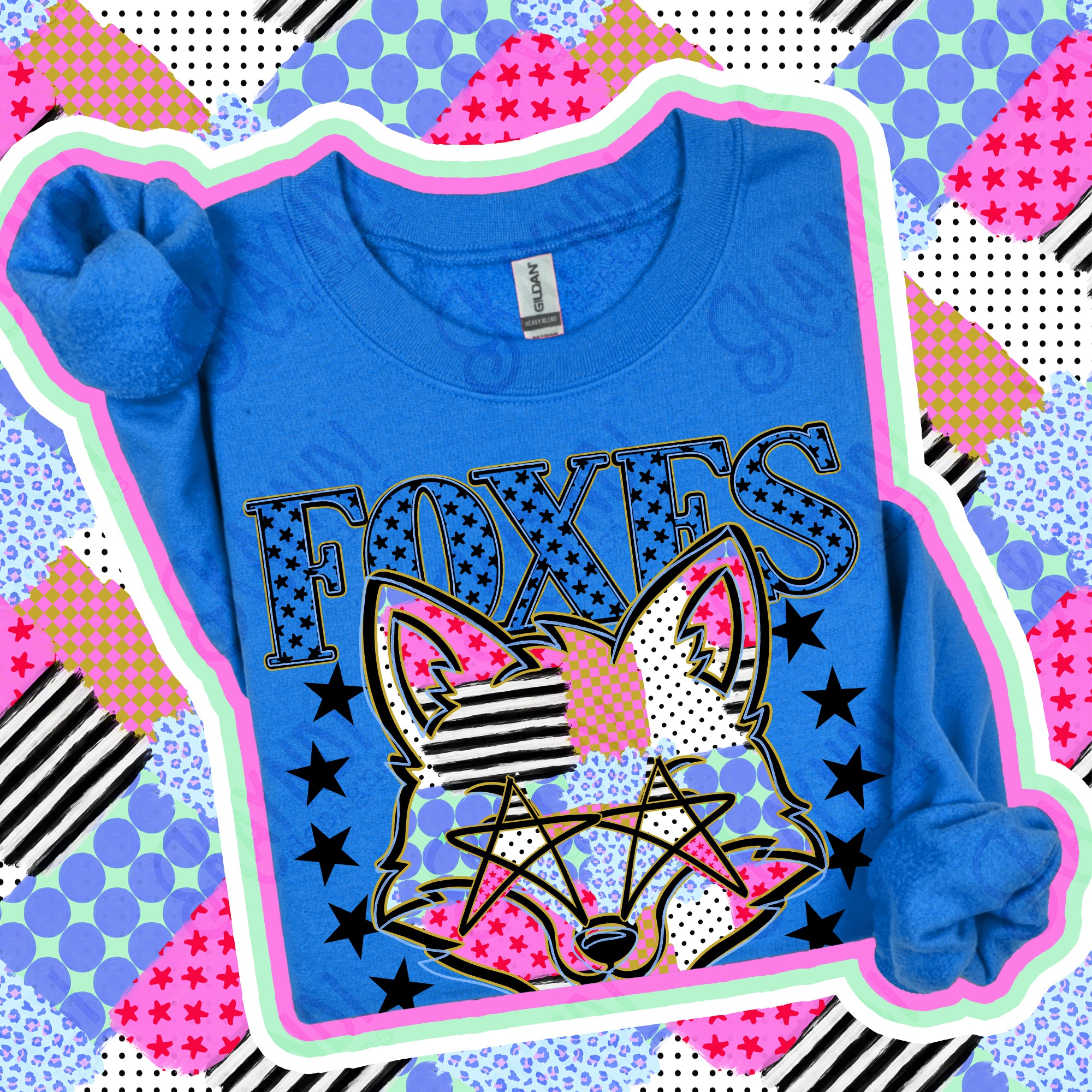 Patchwork Varsity Stars Mascots Foxes 3 design