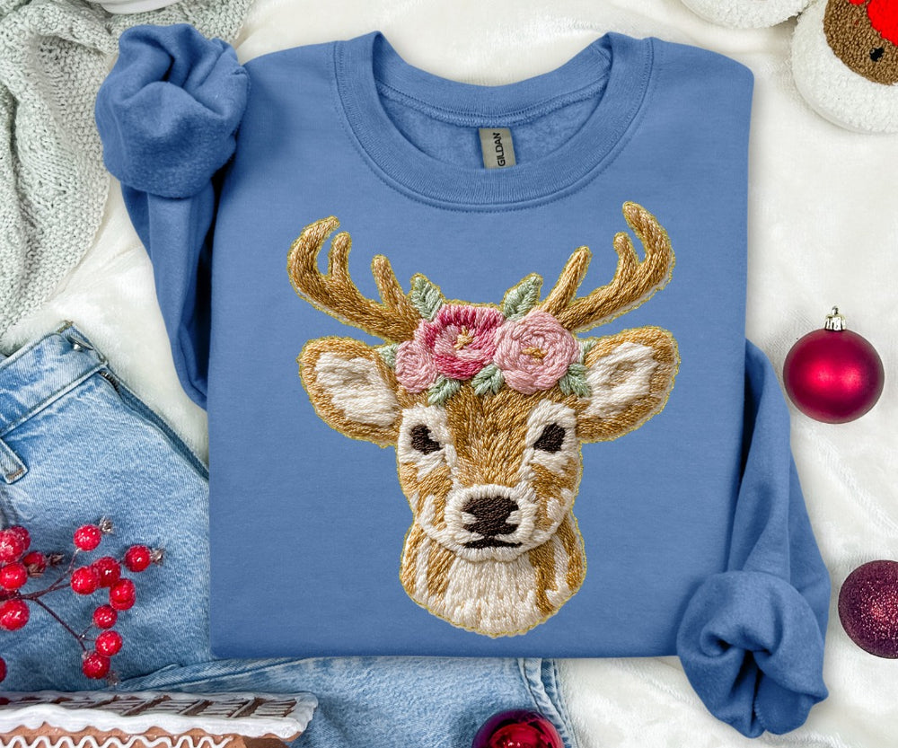 French Knot Deer DTF transfer design – image 1