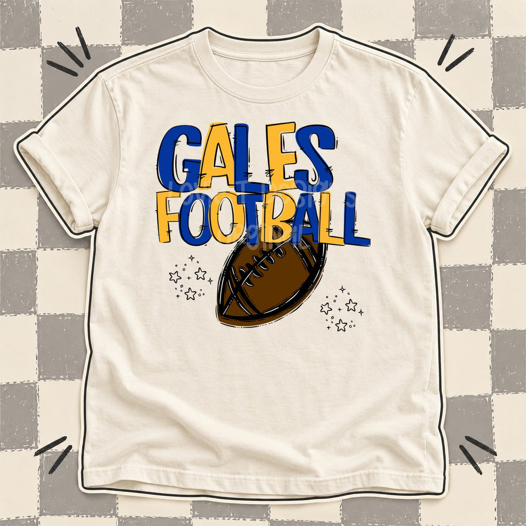 Gales Royal Blue Yellow Gold Team Go Football Mascots DTF transfer mockup
