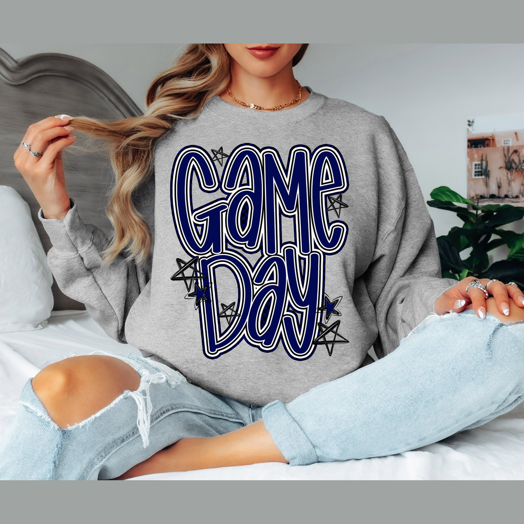 Game Day Navy Word Art with Stars – DTF Transfer – product image
