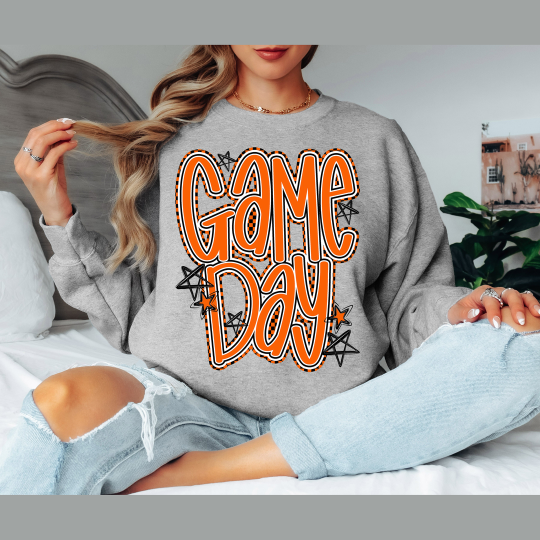 Game Day Orange Word Art with Stars – DTF Transfer – product image