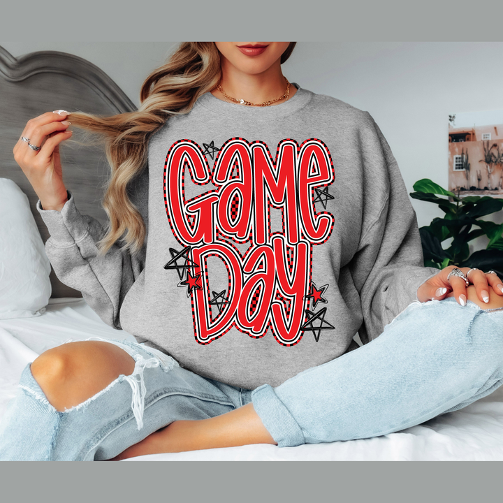 Game Day Red Word Art with Stars – DTF Transfer – product image