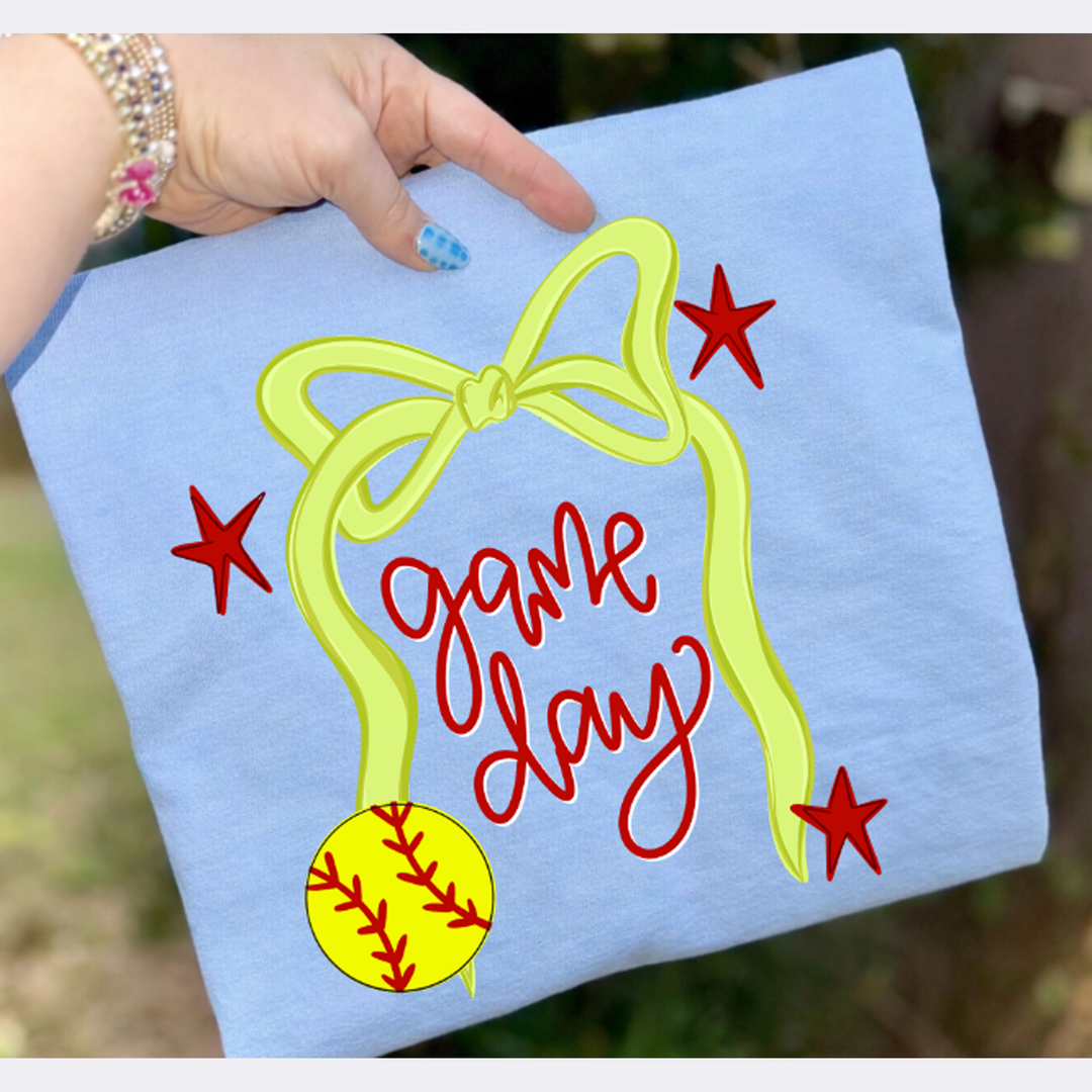Game Day Softball Bow – DTF Transfer – product image