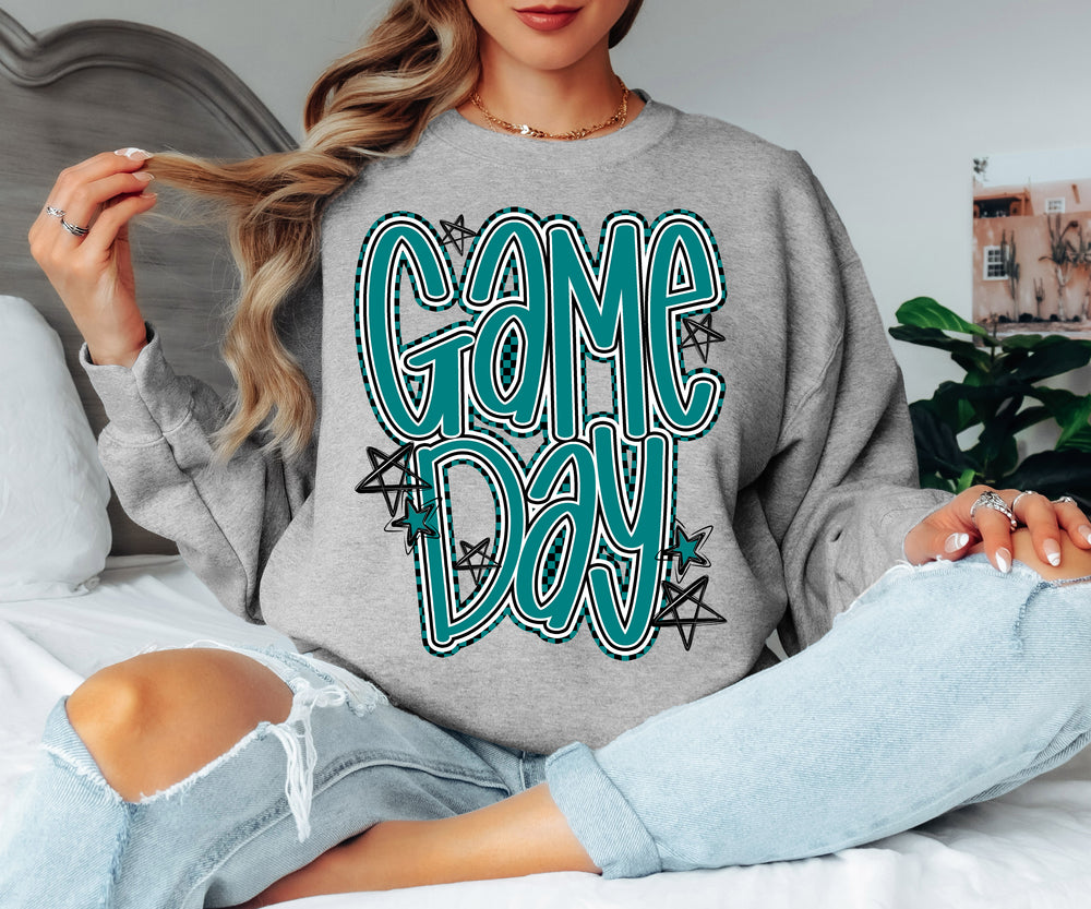 Game Day Teal DTF transfer design