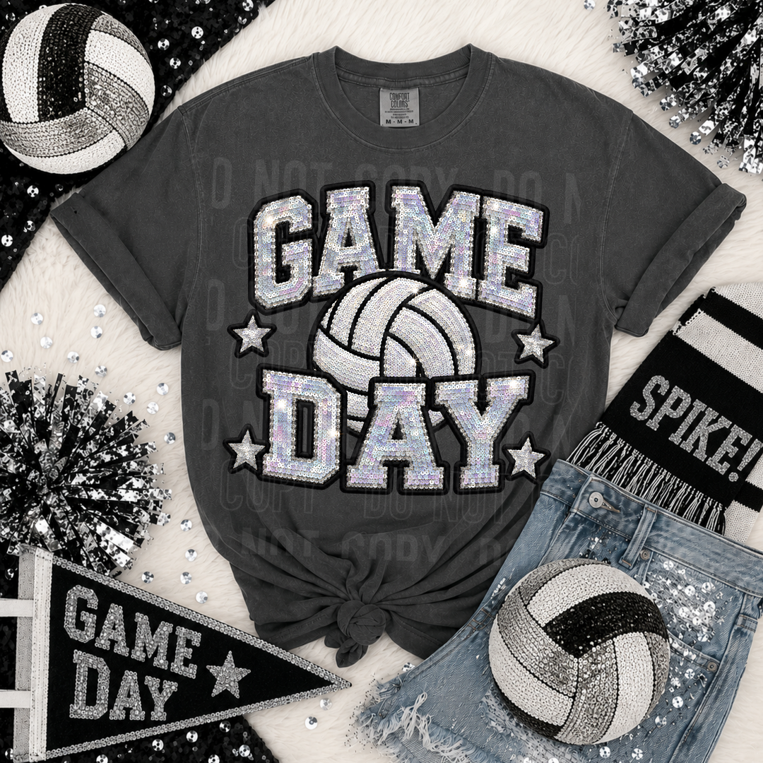 GAME DAY VOLLEYBALL FAUX SEQUIN PATCH mockup