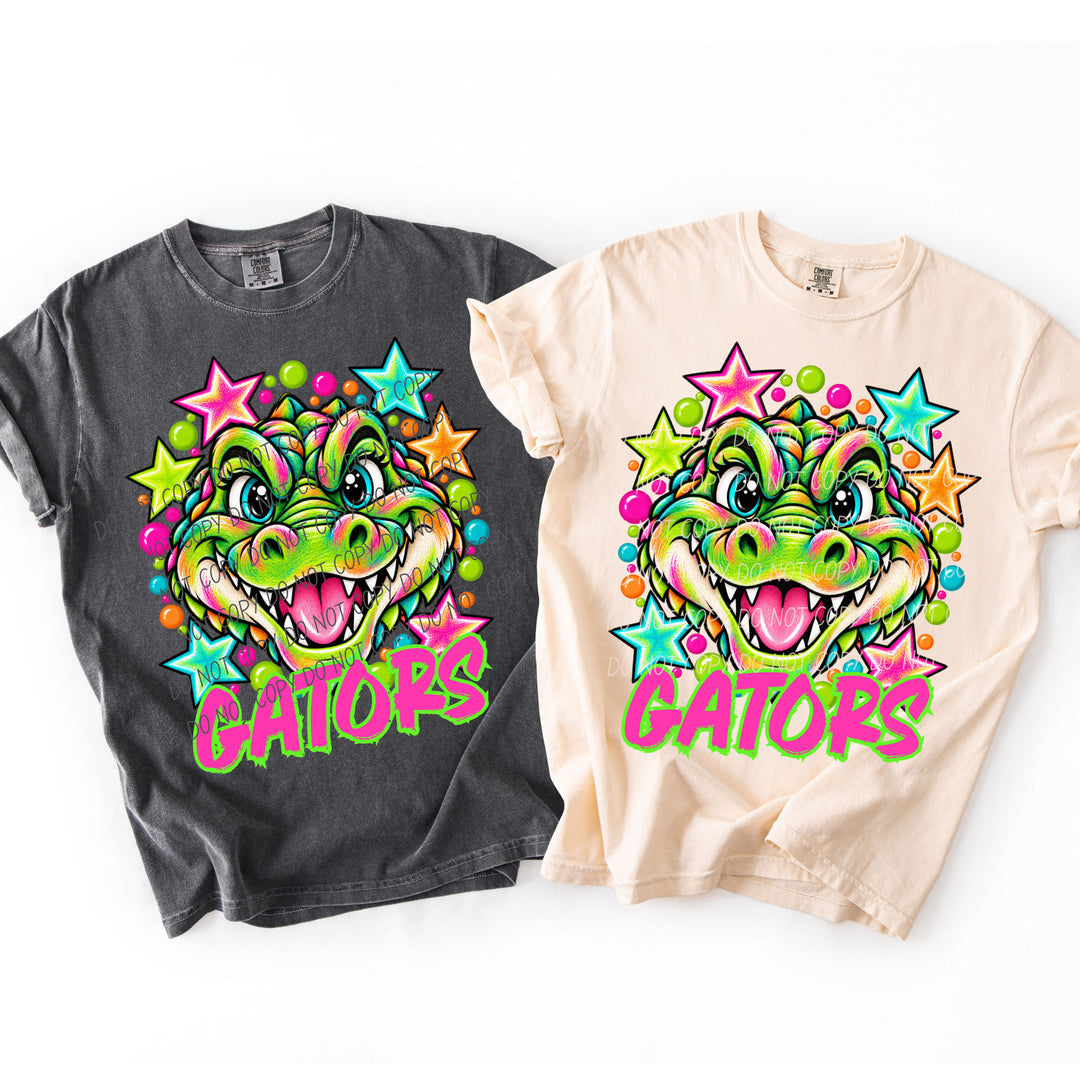 Gators Neon Starstruck mascot DTF transfer