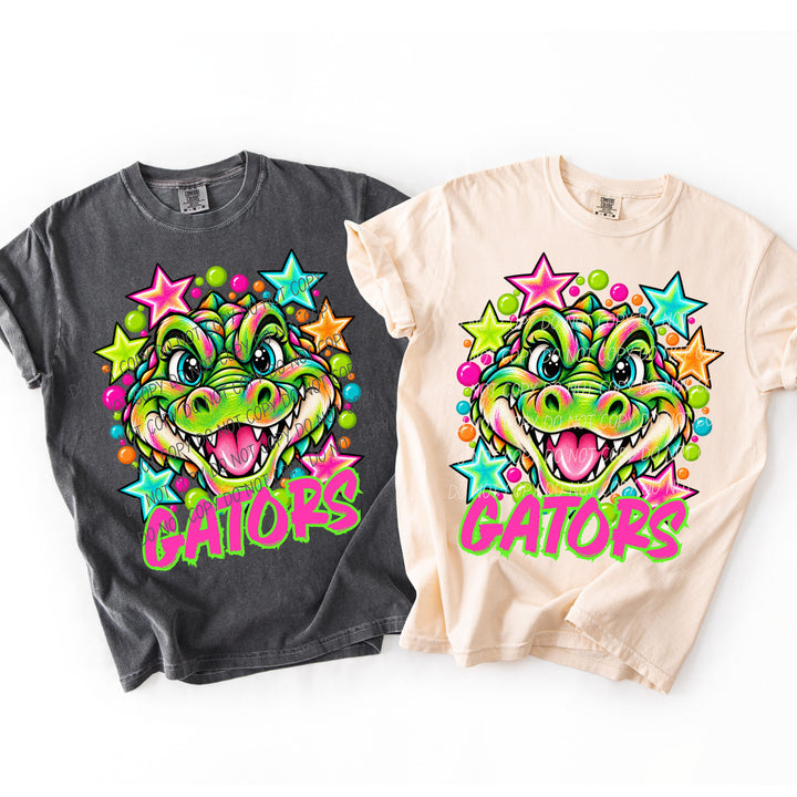 Gators Neon Starstruck mascot DTF transfer