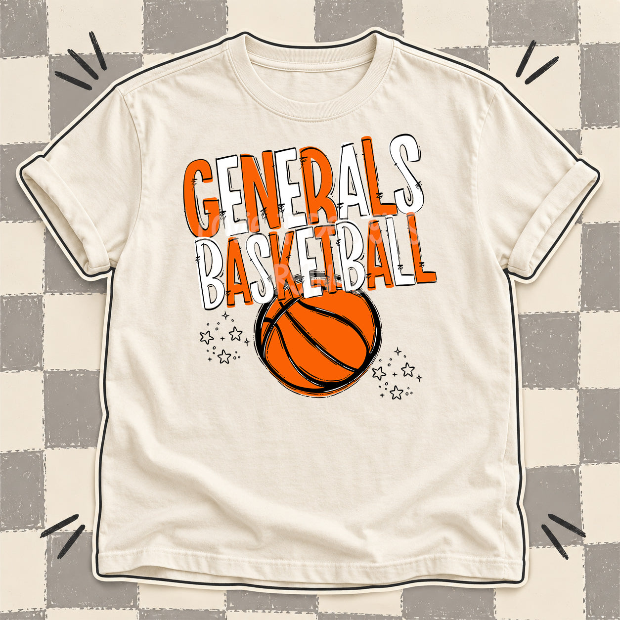 Team Go Basketball Mascots Generals Orange White design
