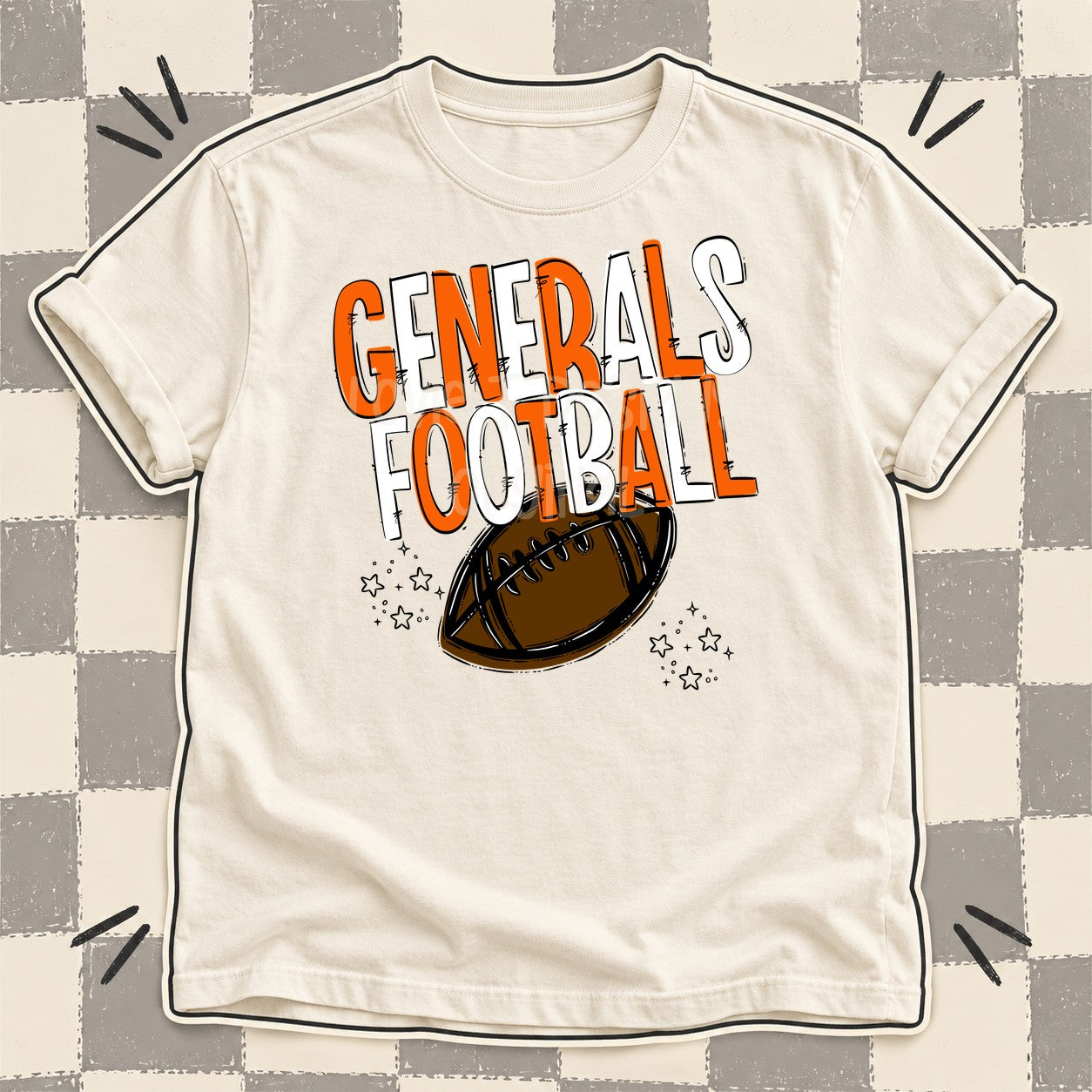 Team Go Football Mascots Generals Orange White design