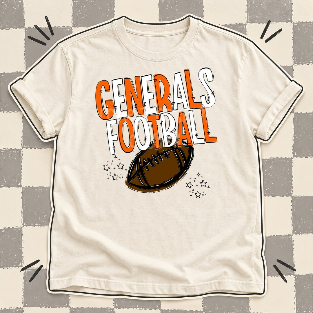 Generals Orange White Team Go Football Mascots DTF transfer mockup