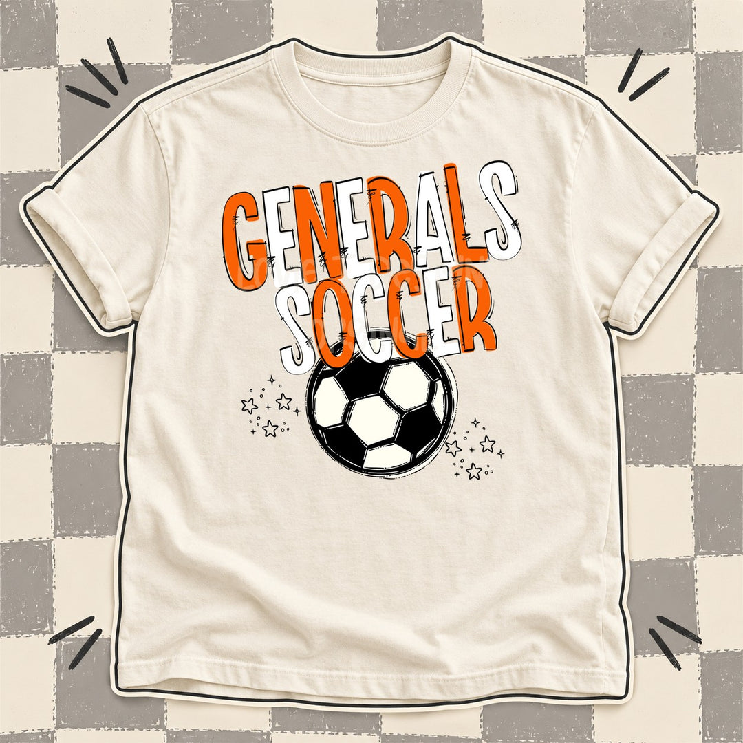 Generals Orange White Team Go Soccer Mascots DTF transfer mockup