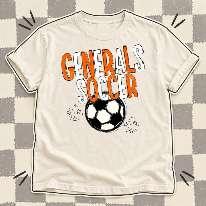 Generals Orange White Team Go Soccer Mascots DTF transfer mockup