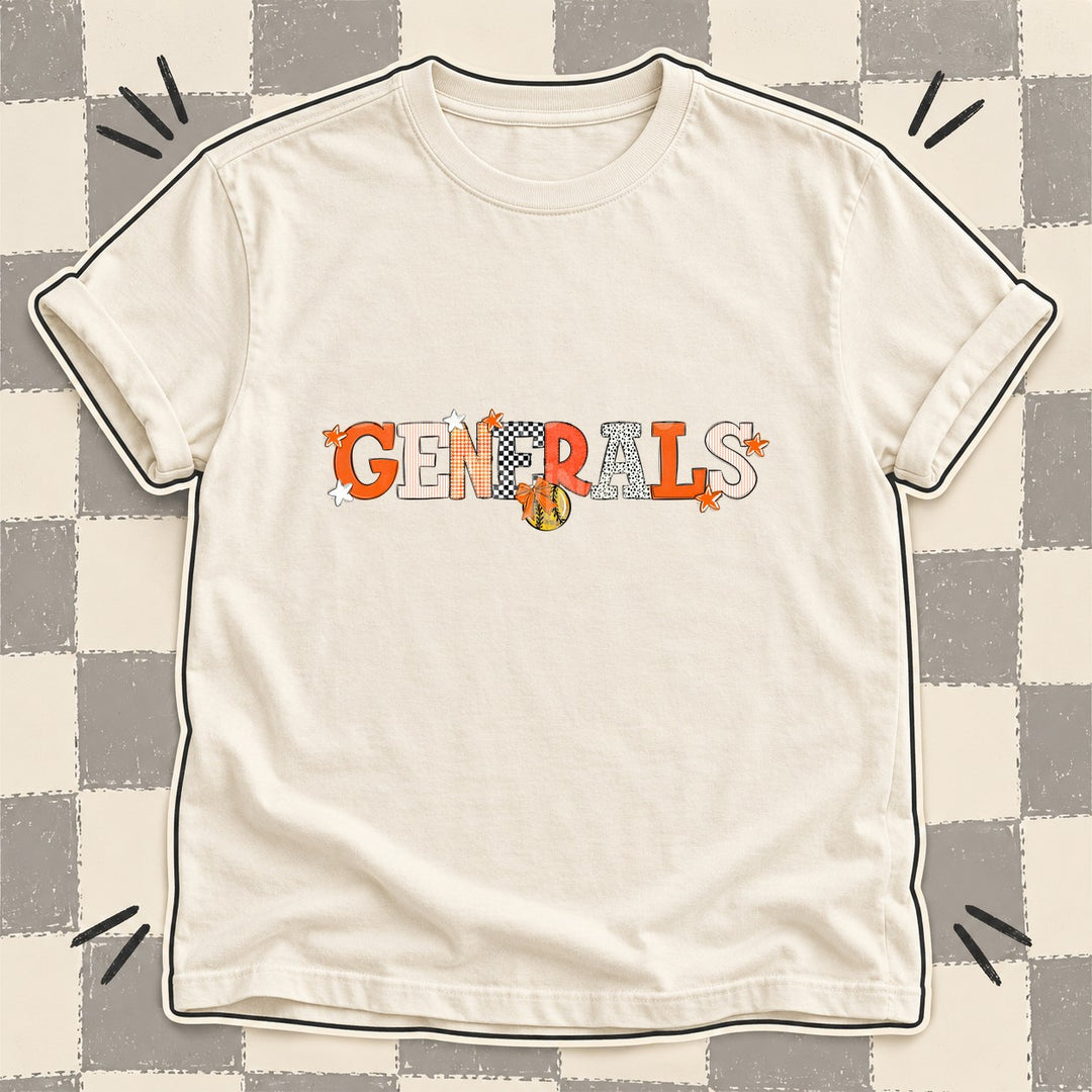 Generals Orange White Mixed Doodle Softball Mascots – Mascot Colors DTF transfer mockup