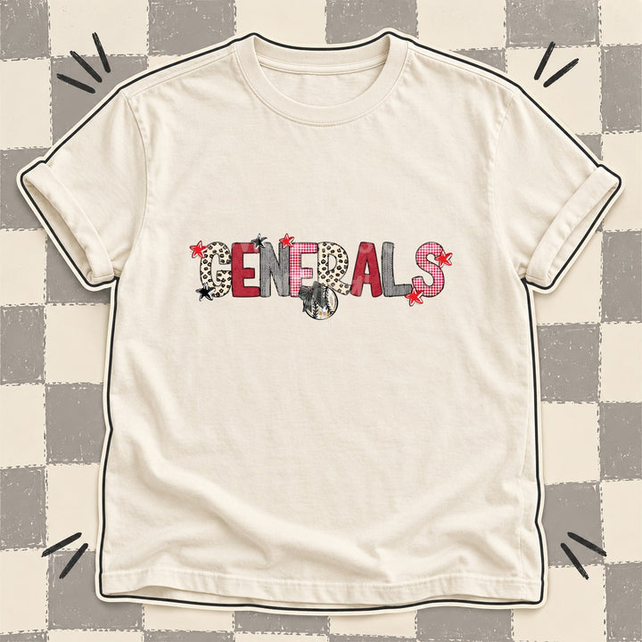 Generals Mixed Doodle Baseball Mascots – Stitched Ballpark DTF transfer mockup