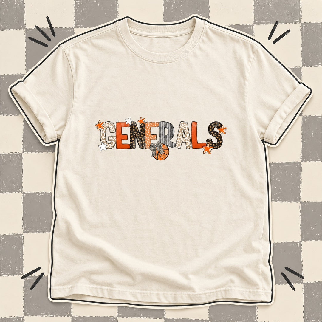 Generals Mixed Doodle Basketball Mascots – Orange and Brown DTF transfer mockup
