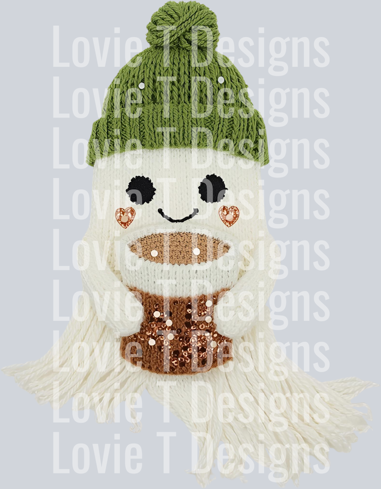 GHOST COFFEE GREEN HAT FAUX YARN