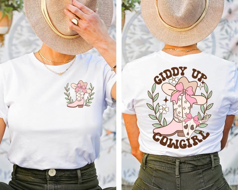 GIDDY UP COWGIRL POCKET western DTF transfer design