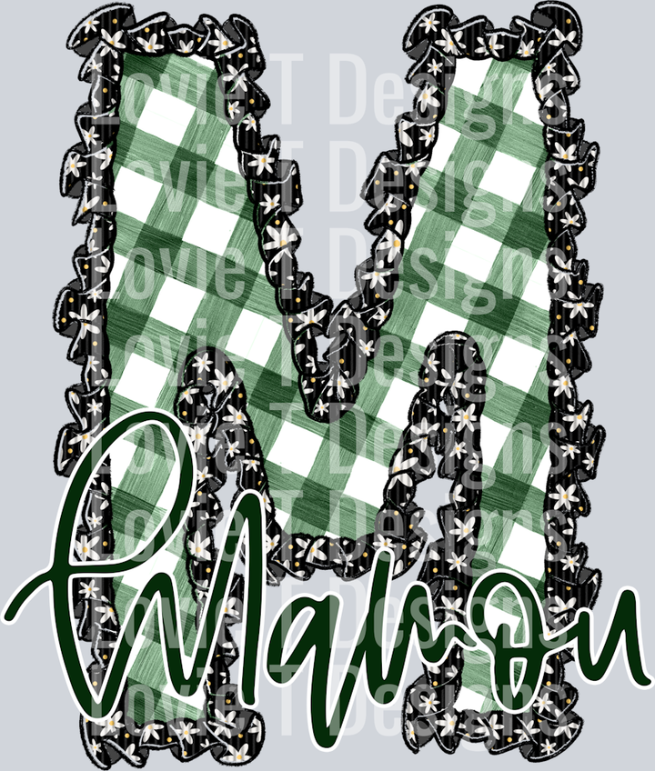 GINGHAM AND RUFFLE DARK GREEN M MAMOU