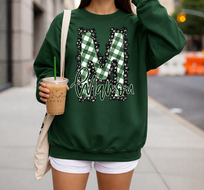 GINGHAM AND RUFFLE DARK GREEN M MAMOU