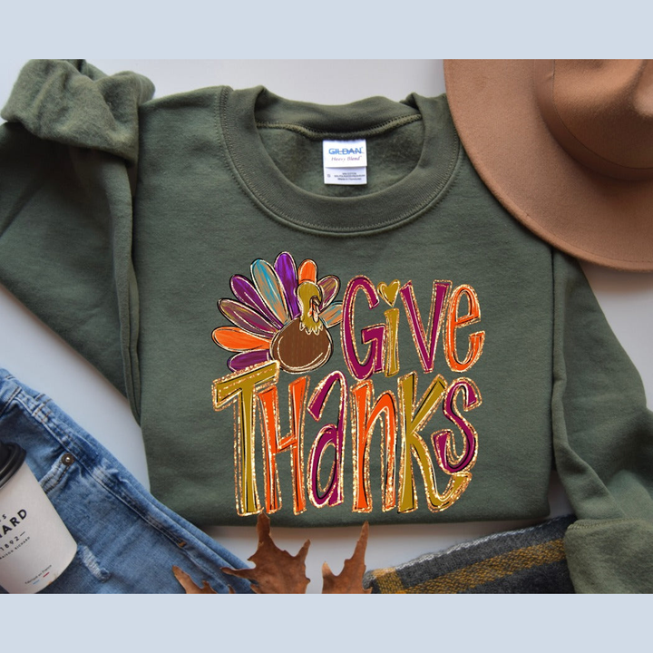 Give Thanks Fall Color Painted Turkey – DTF Transfer – product image