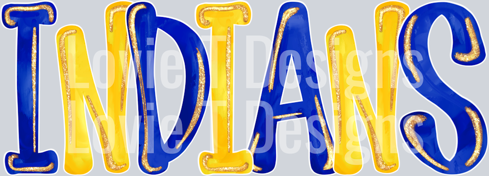 GLITZZY INDIANS ROYAL AND YELLOW