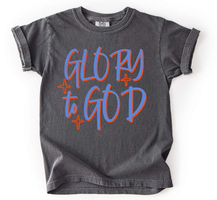 Glory to God Blue Red DTF transfer design