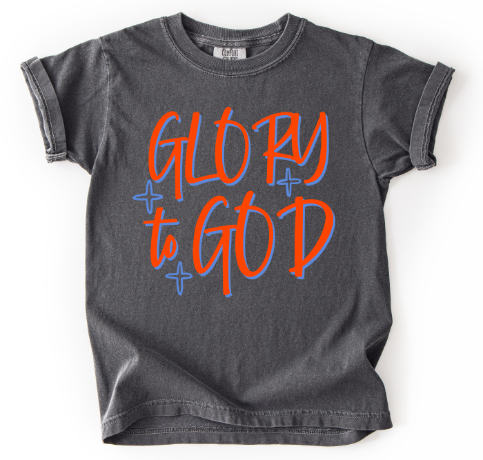 Glory to God Red Blue DTF transfer design