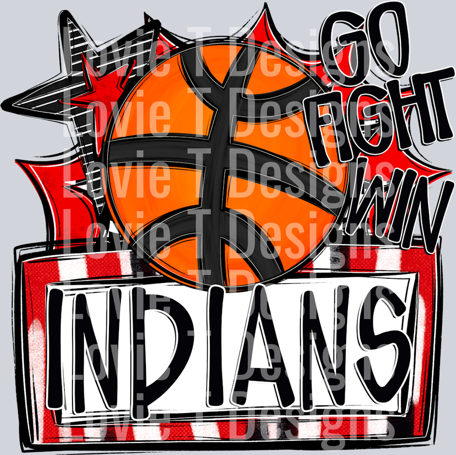 Go Fight Win Basketball Red Indians