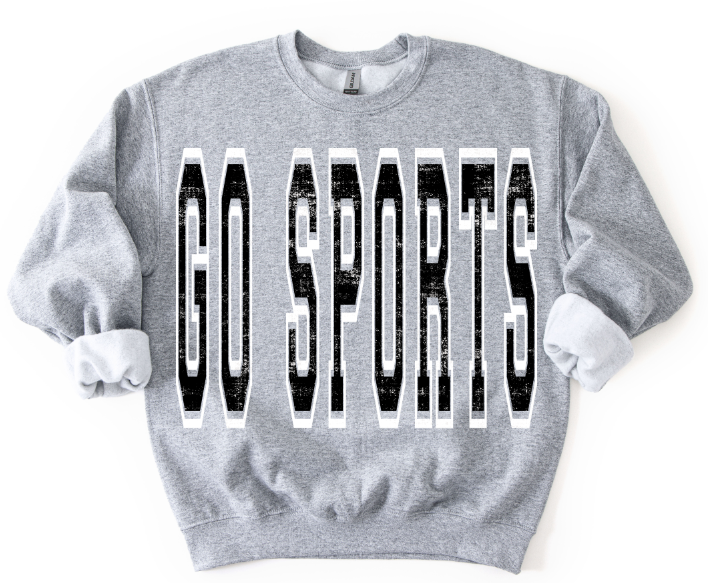 Go Sports Black and White Varsity Style DTF transfer design – image 1