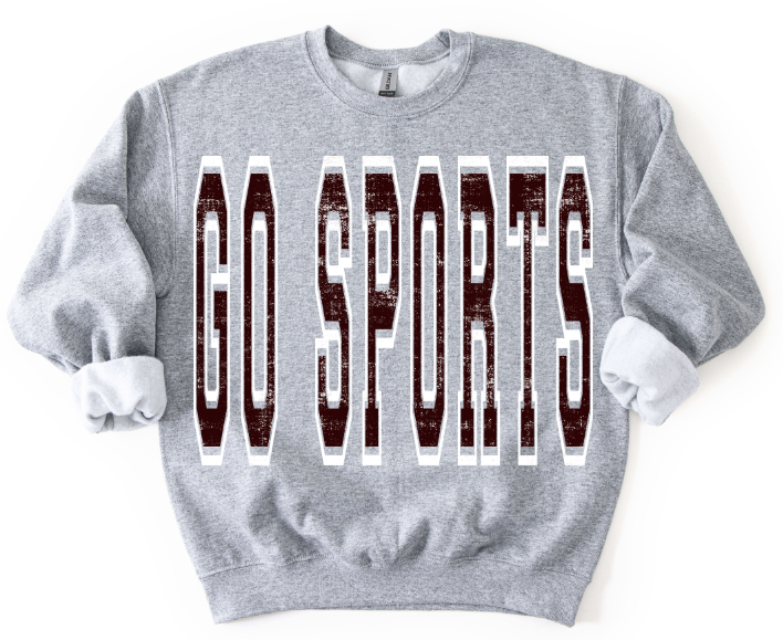 Go Sports Maroon and White Varsity Style DTF transfer design – image 1