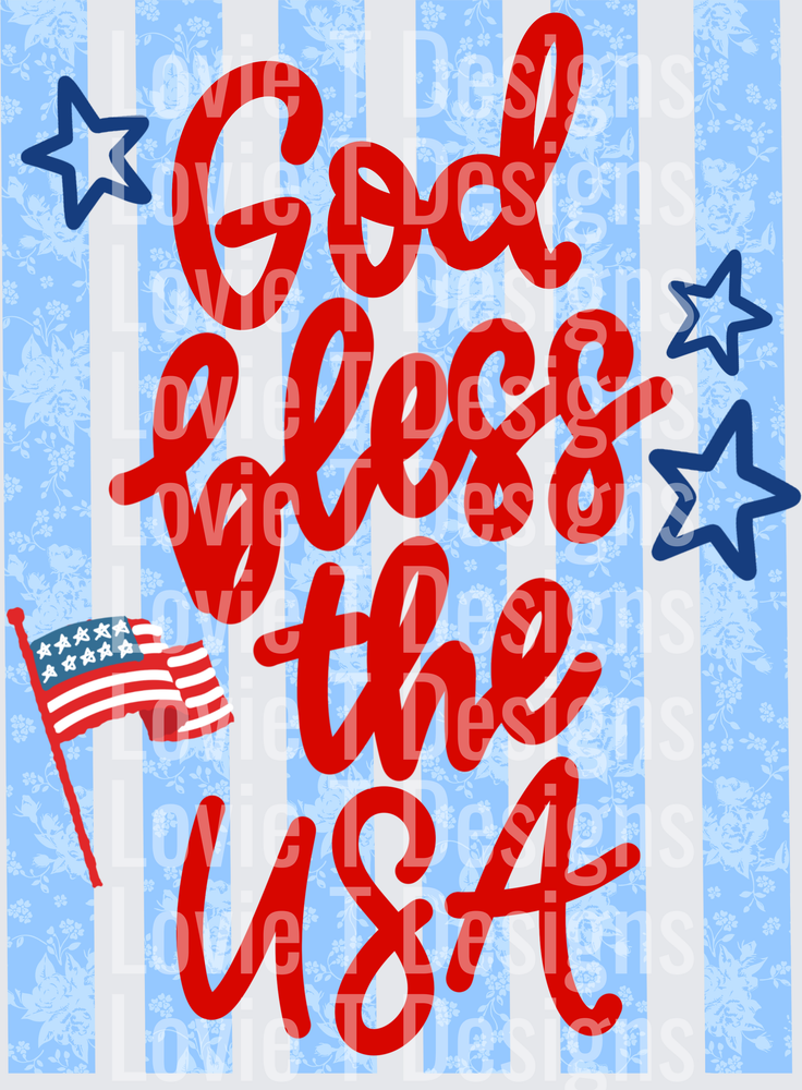 God Bless USA Blue DTF transfer design