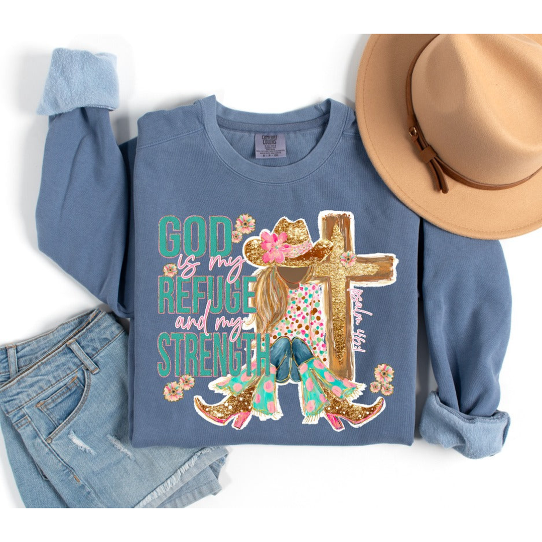 God is My Refuge and My Strength Dark – DTF Transfer – product image