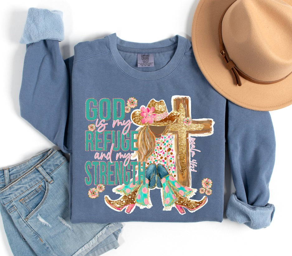 God Is My Refuge and My Strength Dark DTF transfer design – image 1