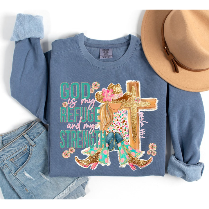 God is My Refuge and My Strength Light – DTF Transfer – product image