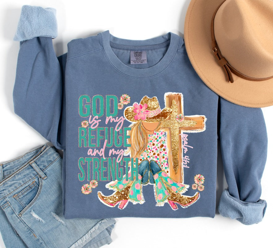 God Is My Refuge and My Strength Light DTF transfer design – image 1