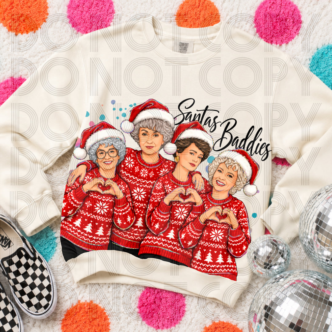 Golden Girls Santa's Baddies Christmas DTF transfer mockup
