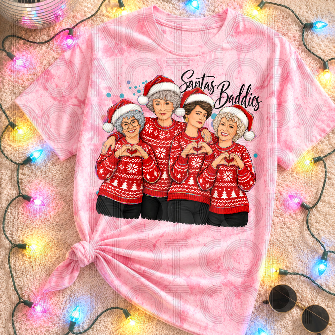 Golden Girls Santa's Baddies Christmas DTF transfer mockup