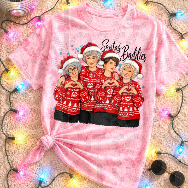Golden Girls Santa's Baddies Christmas DTF transfer mockup