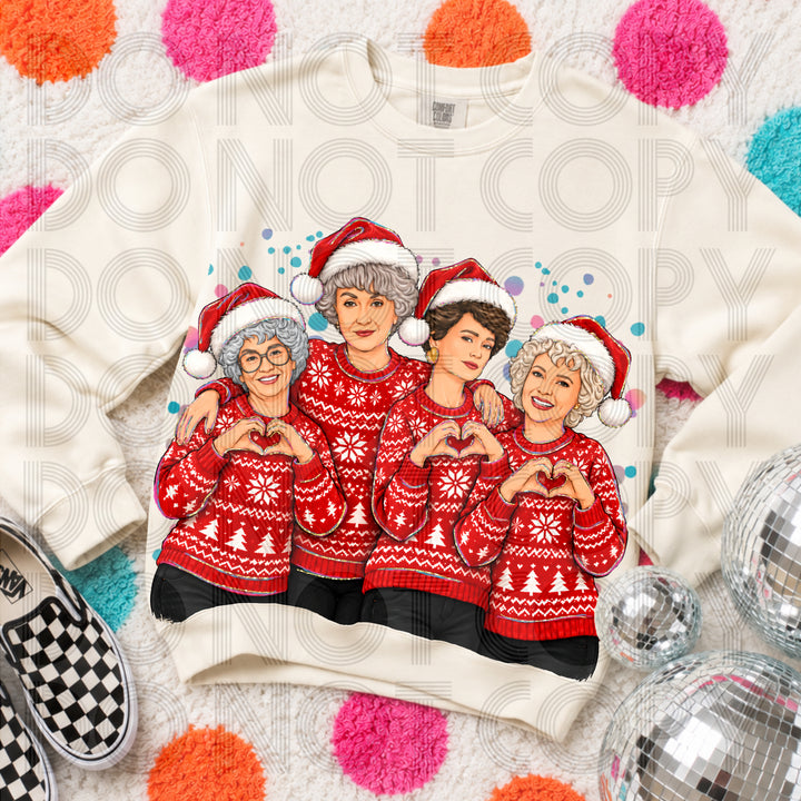Golden Girls Santa's Baddies No Words Christmas DTF transfer mockup