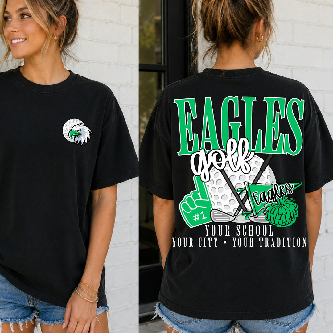 Golf School Spirit Mascot customizable DTF transfer mockup