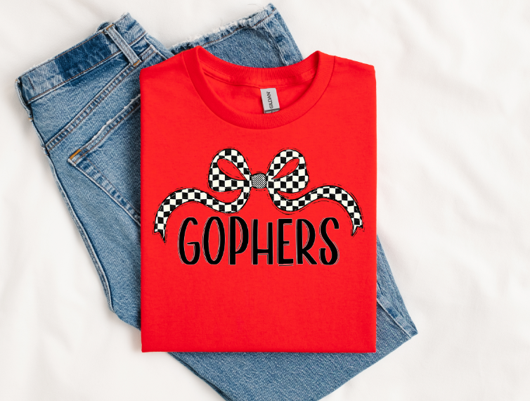 Gophers Checker Wide Bow DTF transfer design – image 1