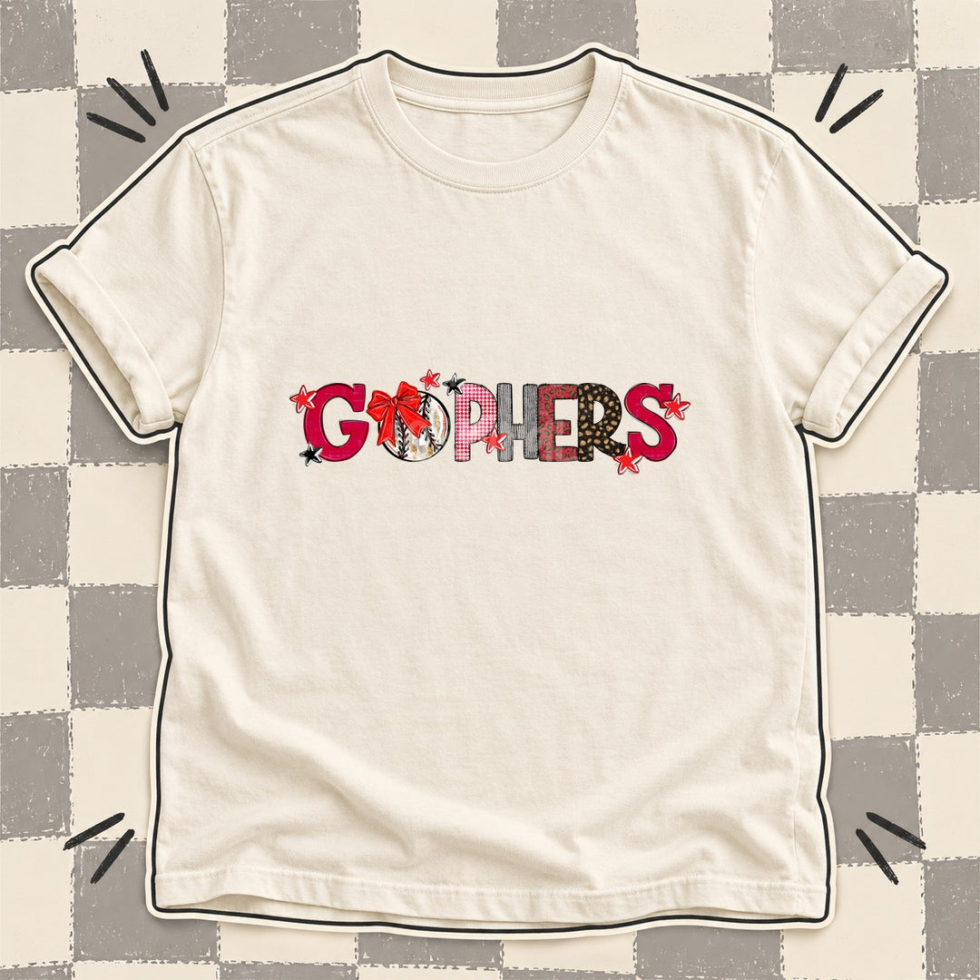 Gophers Red Black Mixed Doodle Baseball Mascots – Mascot Colors DTF transfer mockup