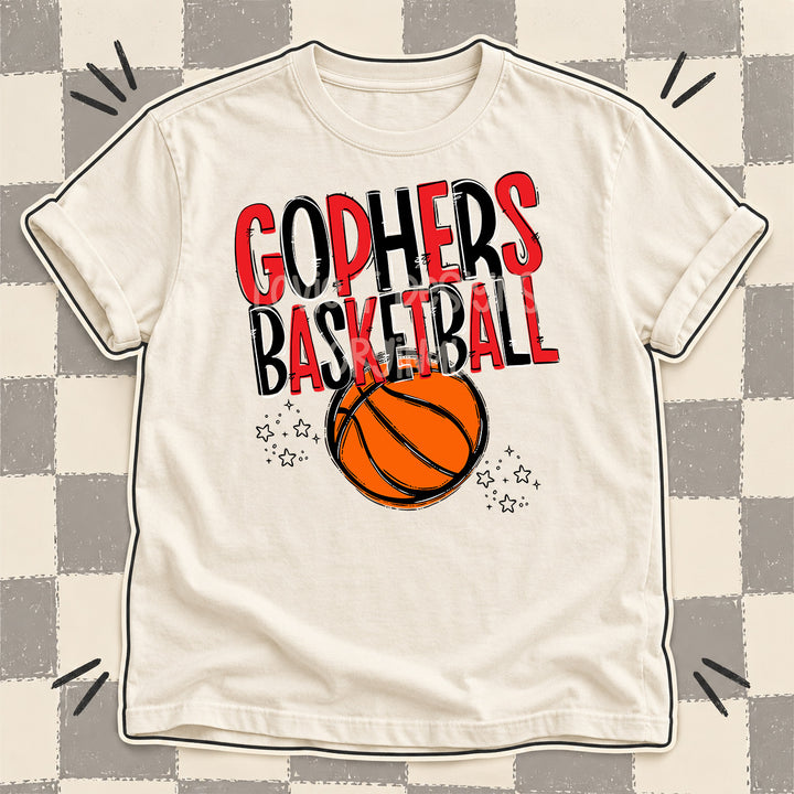 Gophers Red Black Team Go Basketball Mascots DTF transfer