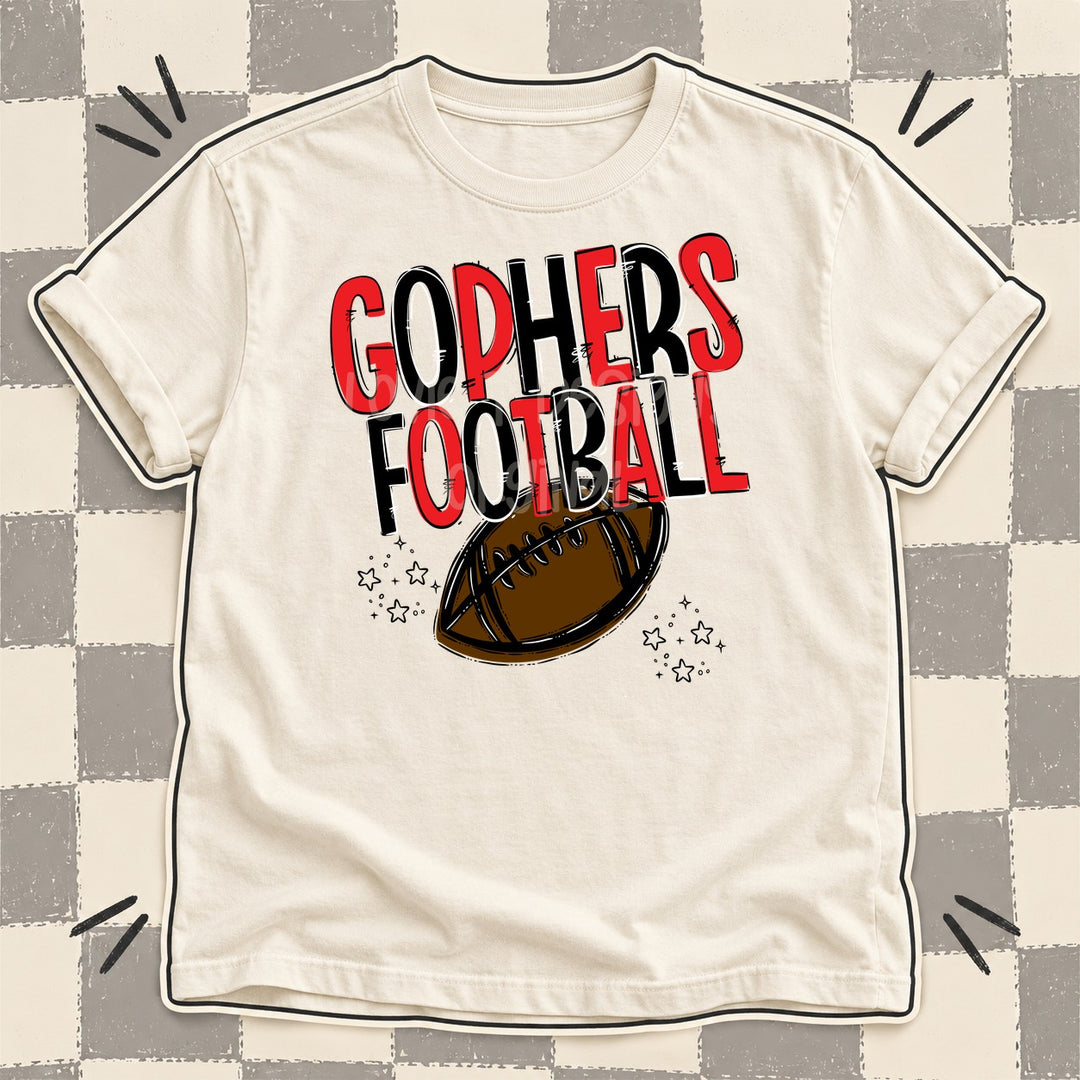 Gophers Red Black Team Go Football Mascots DTF transfer mockup