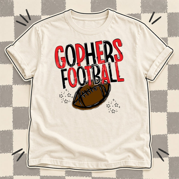 Gophers Red Black Team Go Football Mascots DTF transfer mockup