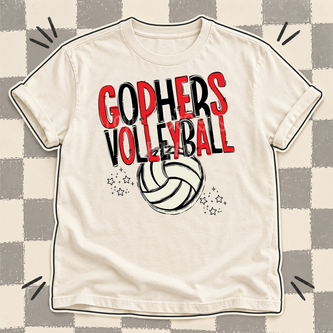 Gophers Red Black Team Go Volleyball Mascots DTF transfer mockup
