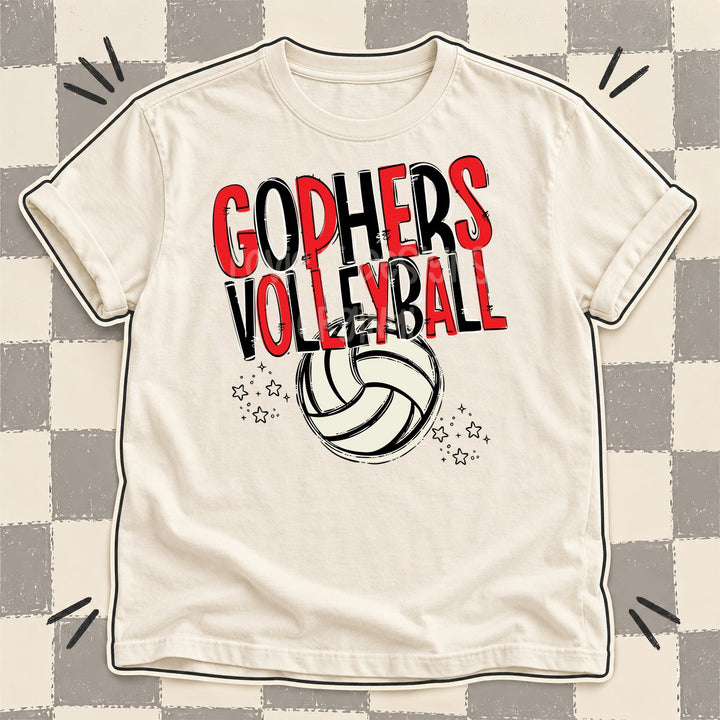 Gophers Red Black Team Go Volleyball Mascots DTF transfer mockup