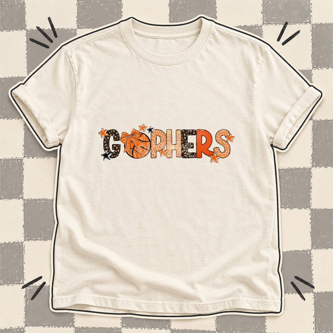 Gophers Mixed Doodle Basketball Mascots – Leopard Court DTF transfer mockup
