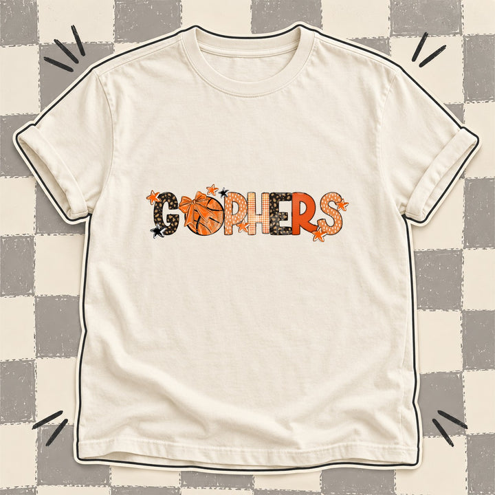 Gophers Mixed Doodle Basketball Mascots – Leopard Court DTF transfer mockup