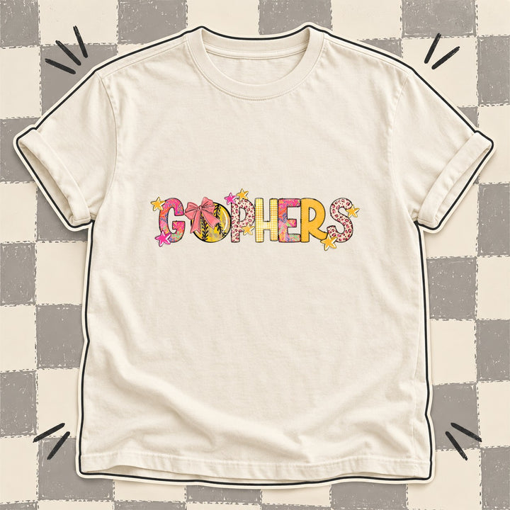 Gophers Mixed Doodle Softball Mascots – Softball Brights DTF transfer mockup